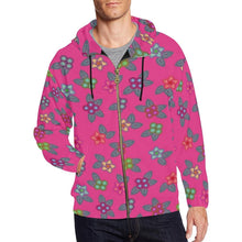 Load image into Gallery viewer, Berry Flowers All Over Print Full Zip Hoodie for Men (Model H14) All Over Print Full Zip Hoodie for Men (H14) e-joyer 
