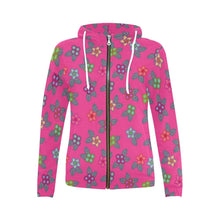 Load image into Gallery viewer, Berry Flowers All Over Print Full Zip Hoodie for Women (Model H14) All Over Print Full Zip Hoodie for Women (H14) e-joyer 
