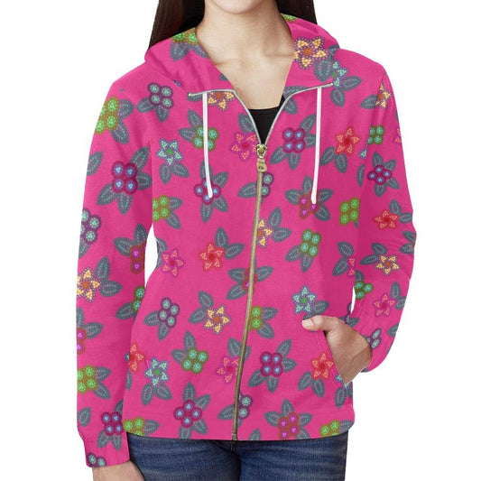 Berry Flowers All Over Print Full Zip Hoodie for Women (Model H14) All Over Print Full Zip Hoodie for Women (H14) e-joyer 