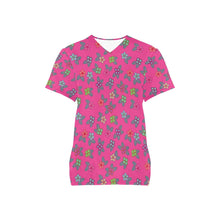 Load image into Gallery viewer, Berry Flowers All Over Print Scrub Top Scrub Top e-joyer 
