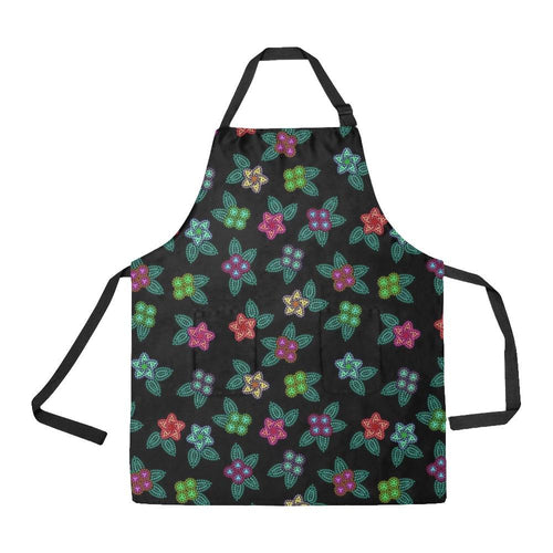 Berry Flowers Black All Over Print Apron All Over Print Apron e-joyer 