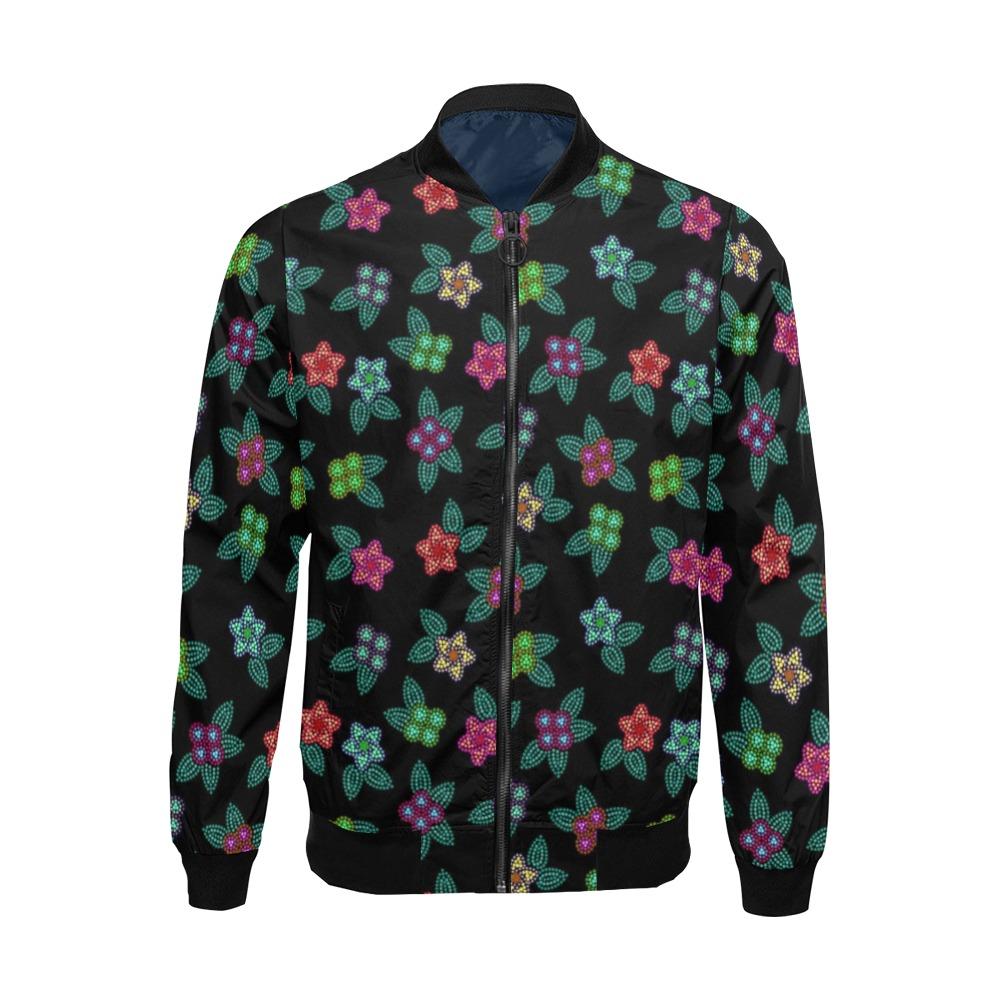 Berry Flowers Black All Over Print Bomber Jacket for Men (Model H19) All Over Print Bomber Jacket for Men (H19) e-joyer 
