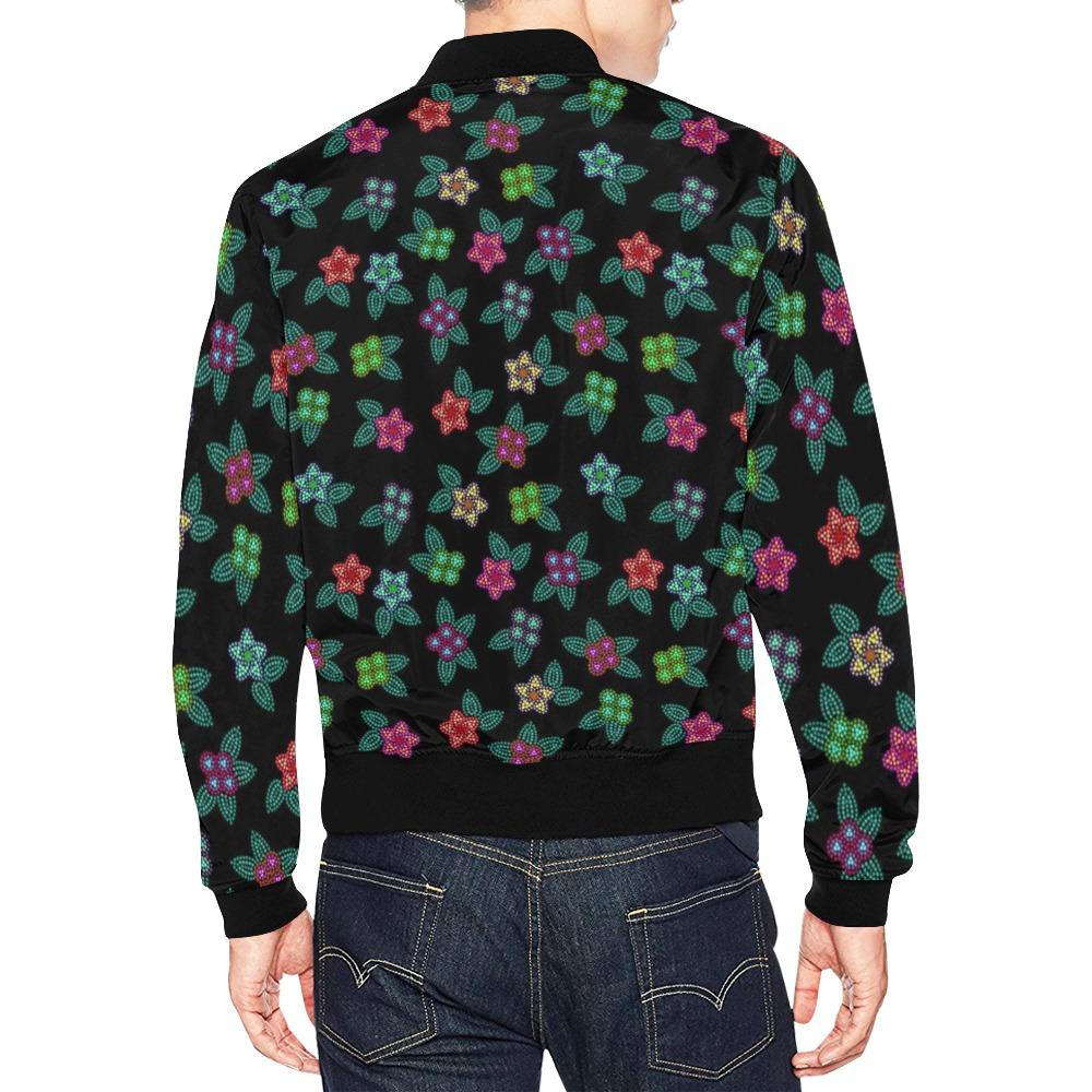 Berry Flowers Black All Over Print Bomber Jacket for Men (Model H19) All Over Print Bomber Jacket for Men (H19) e-joyer 