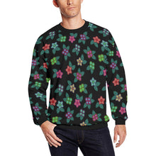 Load image into Gallery viewer, Berry Flowers Black All Over Print Crewneck Sweatshirt for Men (Model H18) shirt e-joyer 
