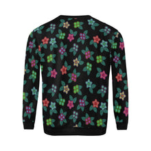 Load image into Gallery viewer, Berry Flowers Black All Over Print Crewneck Sweatshirt for Men (Model H18) shirt e-joyer 
