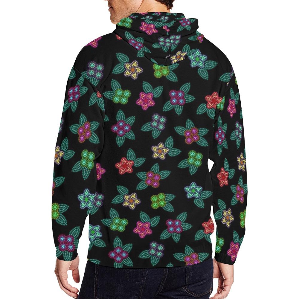 Berry Flowers Black All Over Print Full Zip Hoodie for Men (Model H14) All Over Print Full Zip Hoodie for Men (H14) e-joyer 