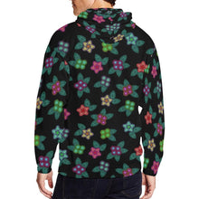 Load image into Gallery viewer, Berry Flowers Black All Over Print Full Zip Hoodie for Men (Model H14) All Over Print Full Zip Hoodie for Men (H14) e-joyer 
