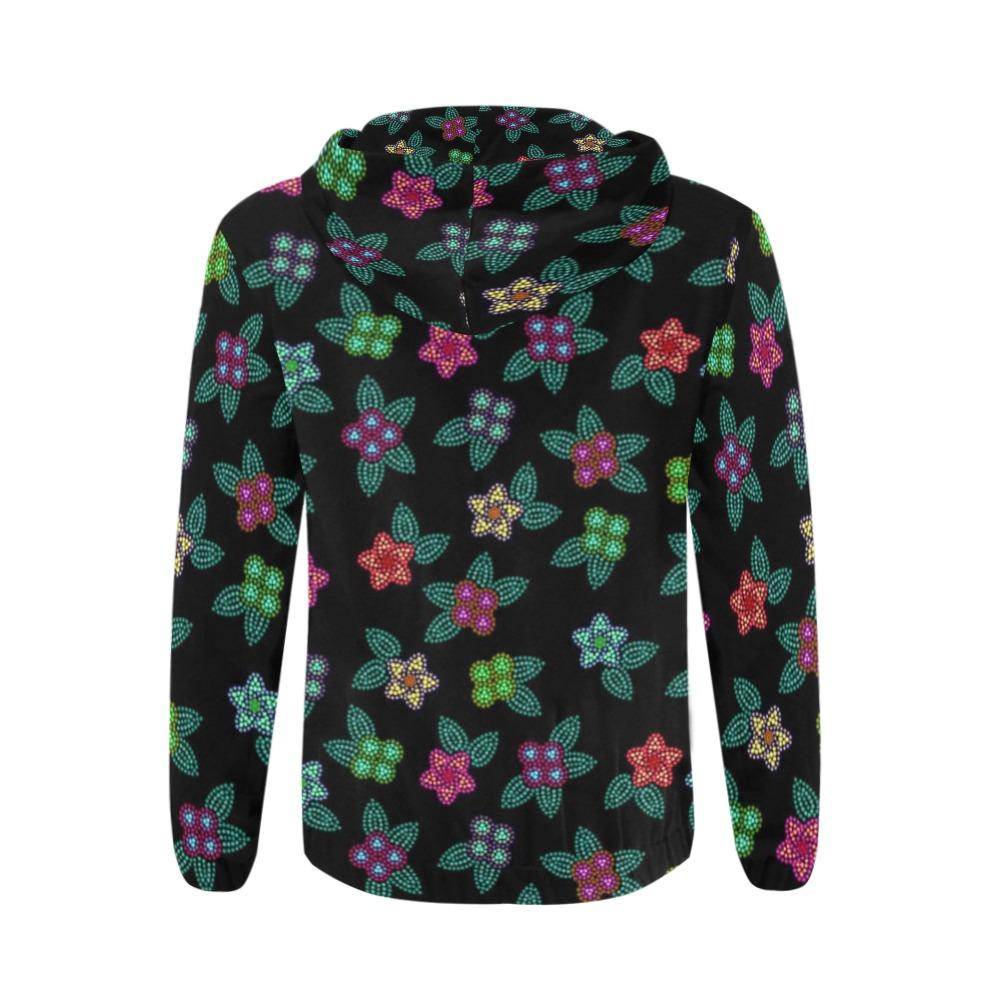 Berry Flowers Black All Over Print Full Zip Hoodie for Men (Model H14) All Over Print Full Zip Hoodie for Men (H14) e-joyer 