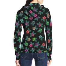 Load image into Gallery viewer, Berry Flowers Black All Over Print Full Zip Hoodie for Women (Model H14) All Over Print Full Zip Hoodie for Women (H14) e-joyer 
