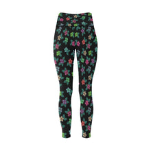 Load image into Gallery viewer, Berry Flowers Black All Over Print High-Waisted Leggings (Model L36) High-Waisted Leggings (L36) e-joyer 
