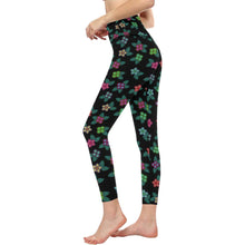 Load image into Gallery viewer, Berry Flowers Black All Over Print High-Waisted Leggings (Model L36) High-Waisted Leggings (L36) e-joyer 
