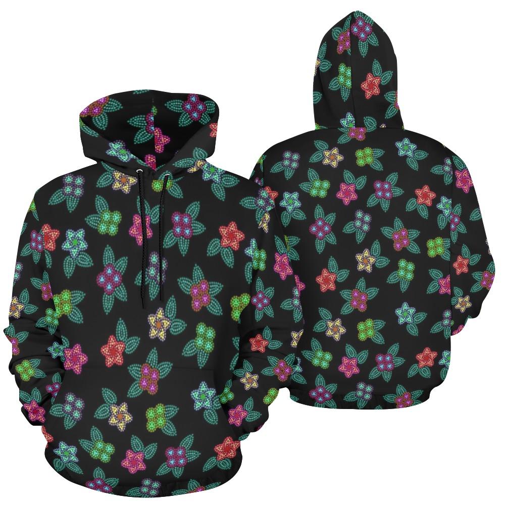 Berry Flowers Black All Over Print Hoodie for Women (USA Size) (Model H13) All Over Print Hoodie for Women (H13) e-joyer 