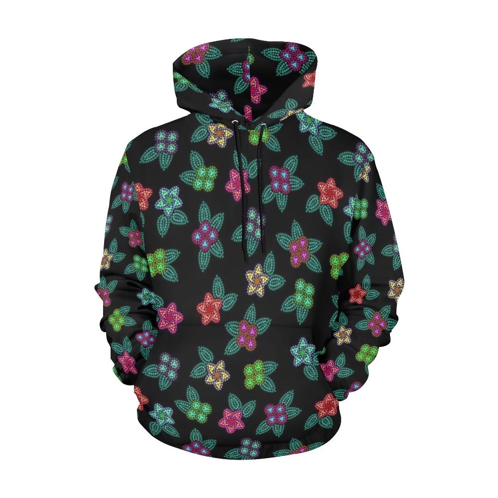 Berry Flowers Black All Over Print Hoodie for Women (USA Size) (Model H13) All Over Print Hoodie for Women (H13) e-joyer 