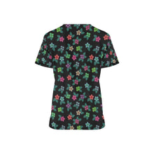 Load image into Gallery viewer, Berry Flowers Black All Over Print Scrub Top Scrub Top e-joyer 
