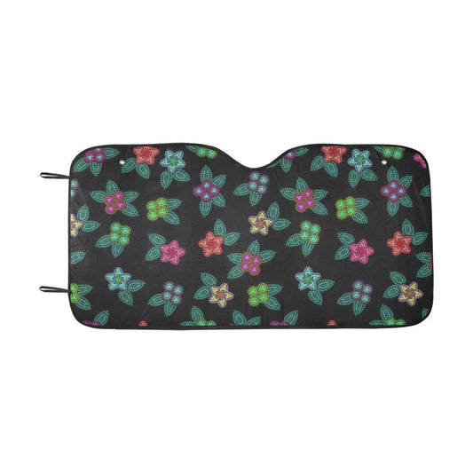 Berry Flowers Black Car Sun Shade 55"x30" Car Sun Shade e-joyer 