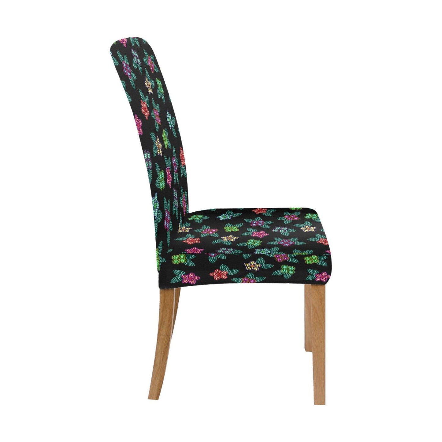 Berry Flowers Black Chair Cover (Pack of 4) Chair Cover (Pack of 4) e-joyer 