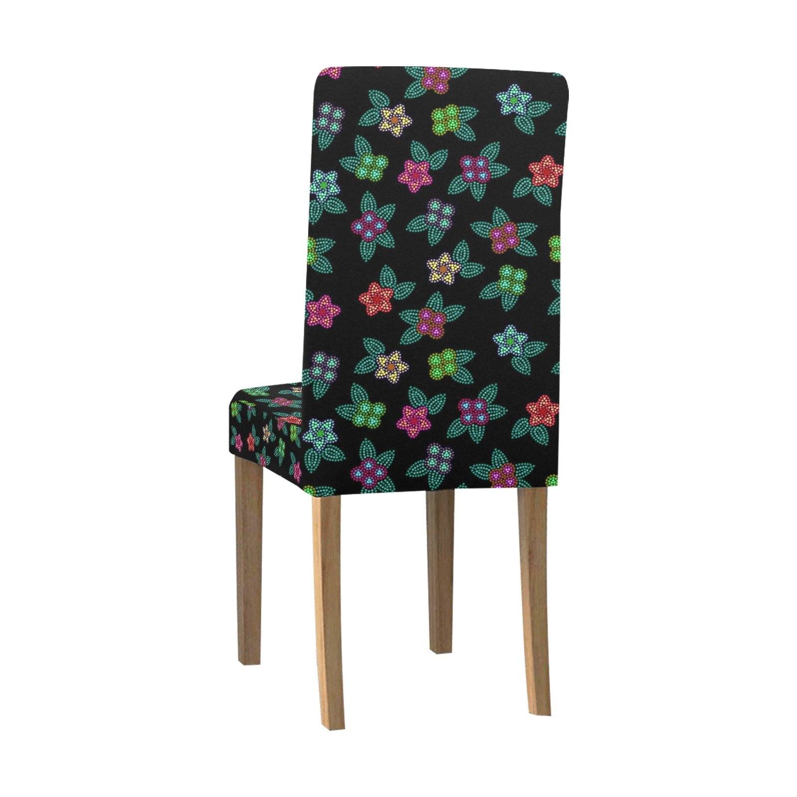 Berry Flowers Black Chair Cover (Pack of 4) Chair Cover (Pack of 4) e-joyer 