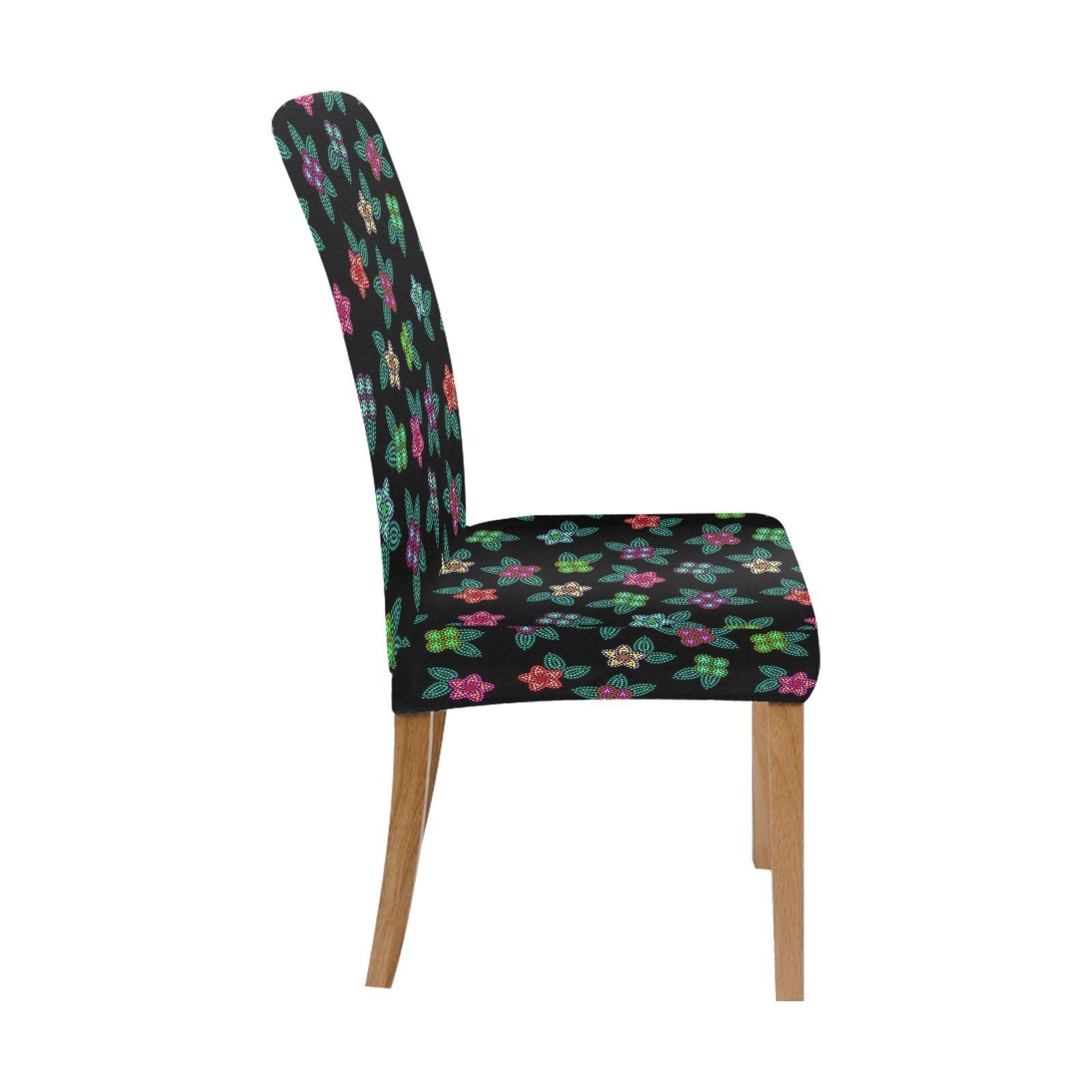 Berry Flowers Black Chair Cover (Pack of 6) Chair Cover (Pack of 6) e-joyer 