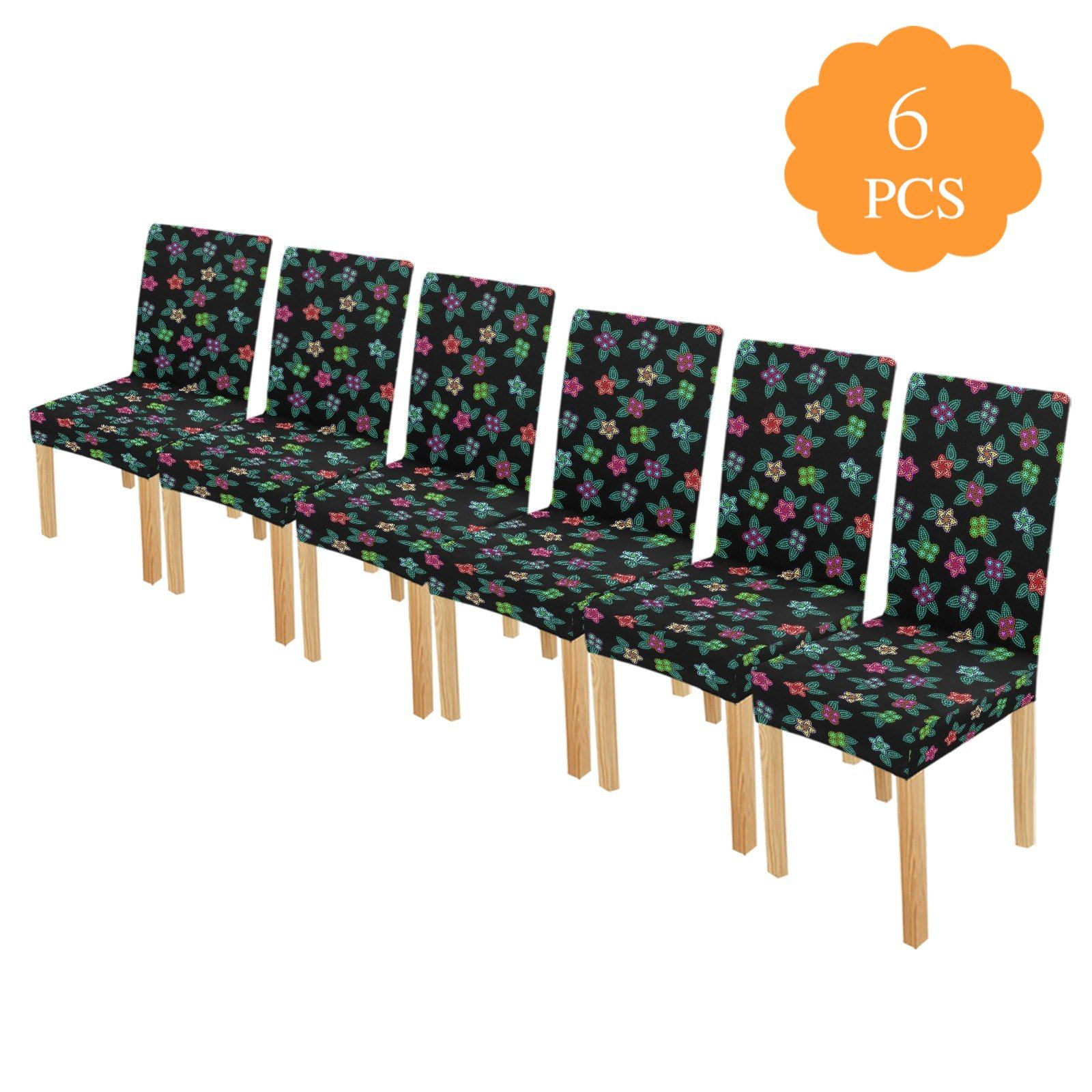Berry Flowers Black Chair Cover (Pack of 6) Chair Cover (Pack of 6) e-joyer 