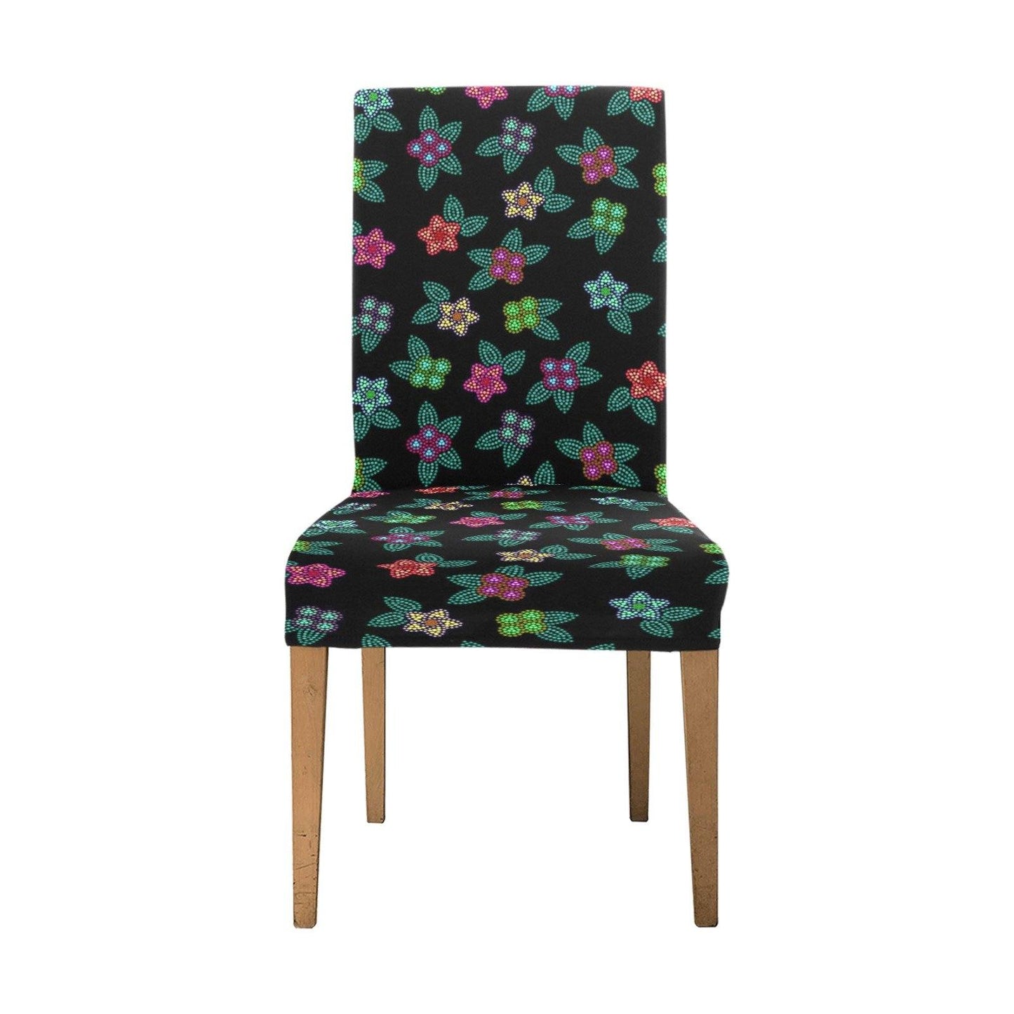 Berry Flowers Black Chair Cover (Pack of 6) Chair Cover (Pack of 6) e-joyer 