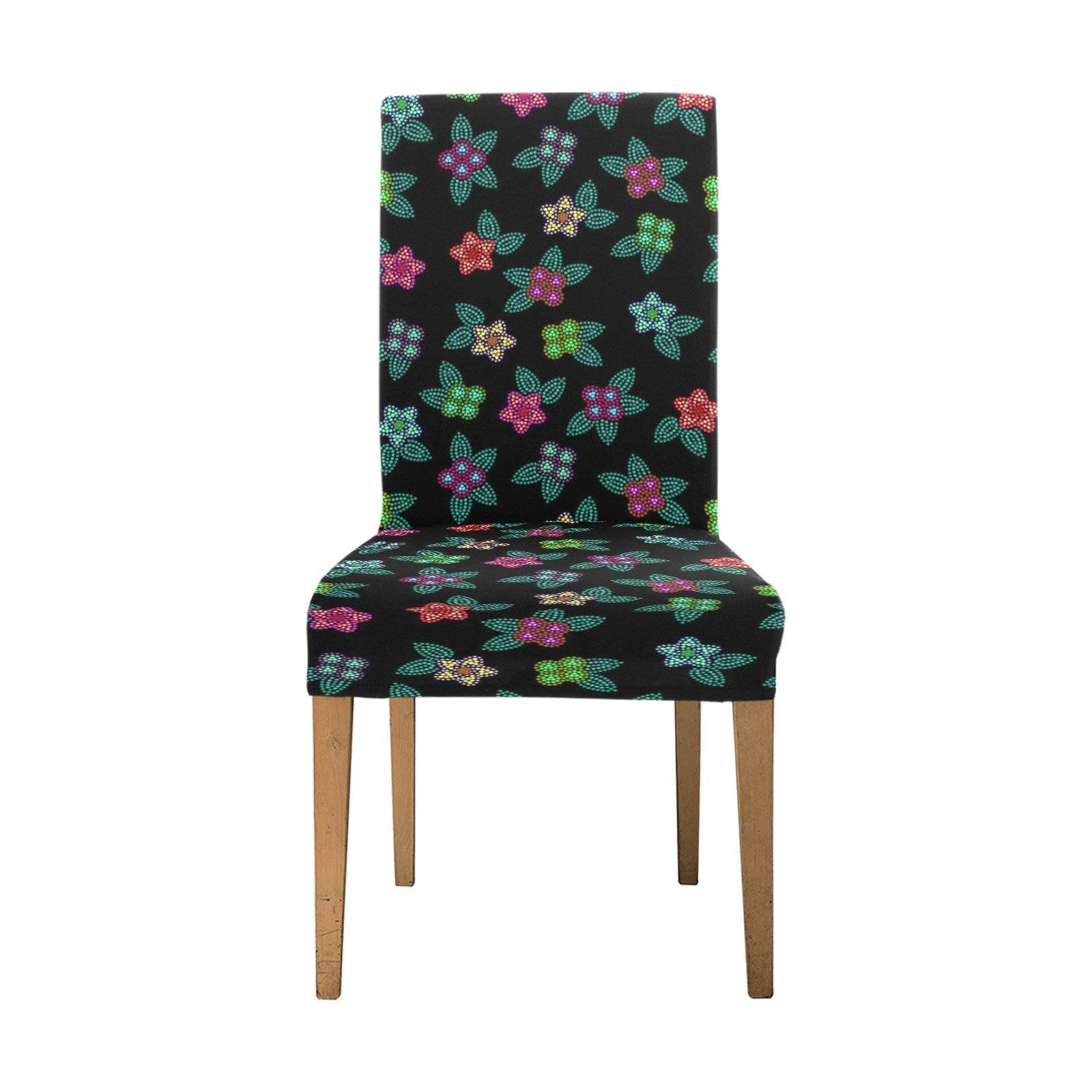 Berry Flowers Black Chair Cover (Pack of 6) Chair Cover (Pack of 6) e-joyer 