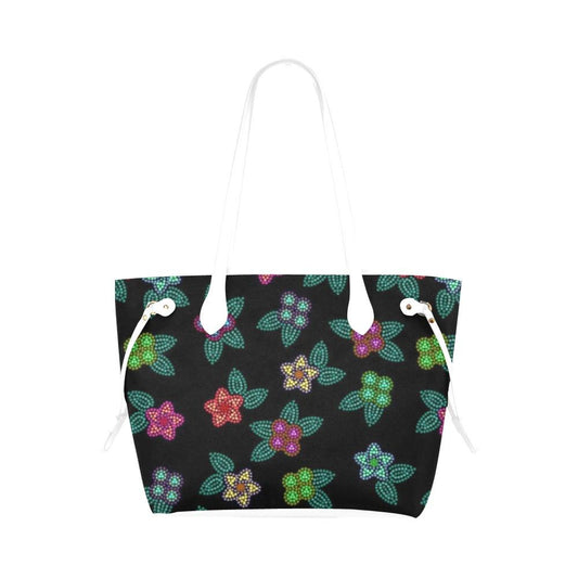 Berry Flowers Black Clover Canvas Tote Bag (Model 1661) Clover Canvas Tote Bag (1661) e-joyer 