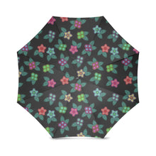 Load image into Gallery viewer, Berry Flowers Black Foldable Umbrella (Model U01) Foldable Umbrella e-joyer 
