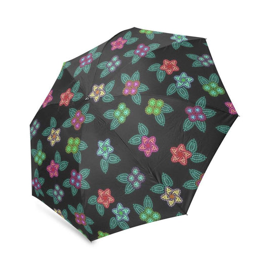 Berry Flowers Black Foldable Umbrella (Model U01) Foldable Umbrella e-joyer 