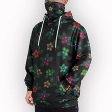 Load image into Gallery viewer, Berry Flowers Black Hoodie with Face Cover 49 Dzine 
