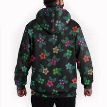 Load image into Gallery viewer, Berry Flowers Black Hoodie with Face Cover 49 Dzine 
