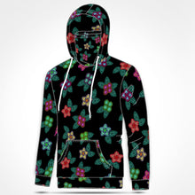 Load image into Gallery viewer, Berry Flowers Black Hoodie with Face Cover 49 Dzine 
