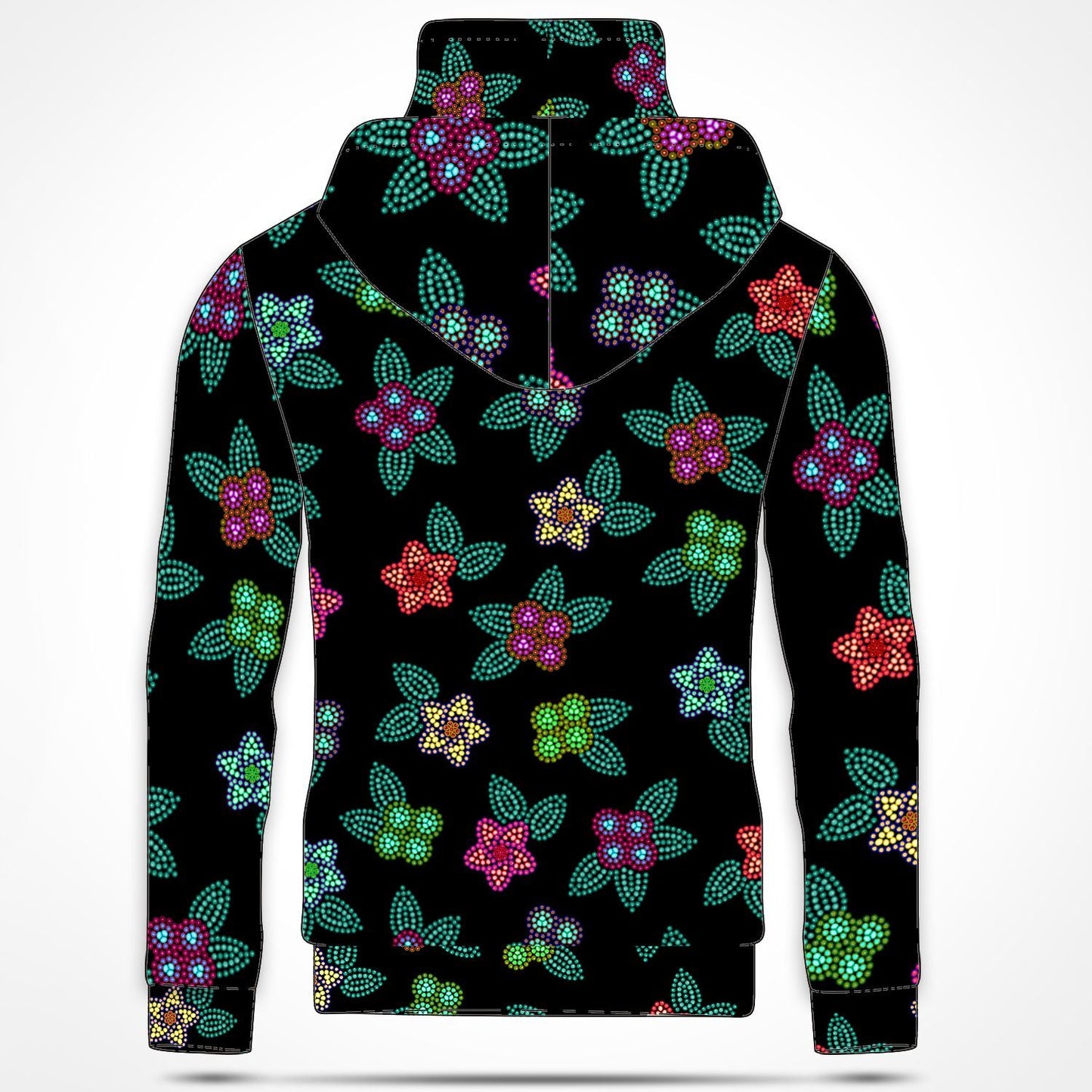 Berry Flowers Black Hoodie with Face Cover 49 Dzine 