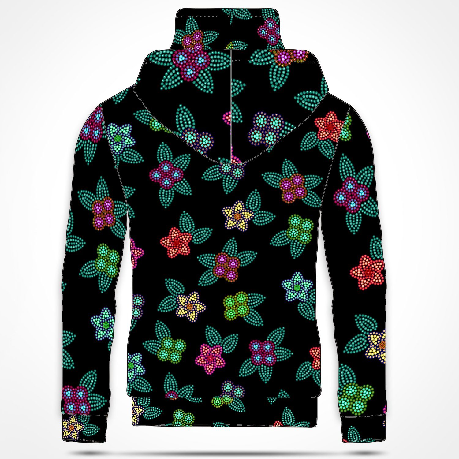 Berry Flowers Black Hoodie with Face Cover 49 Dzine 