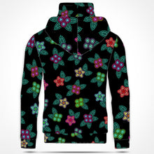 Load image into Gallery viewer, Berry Flowers Black Hoodie with Face Cover 49 Dzine 
