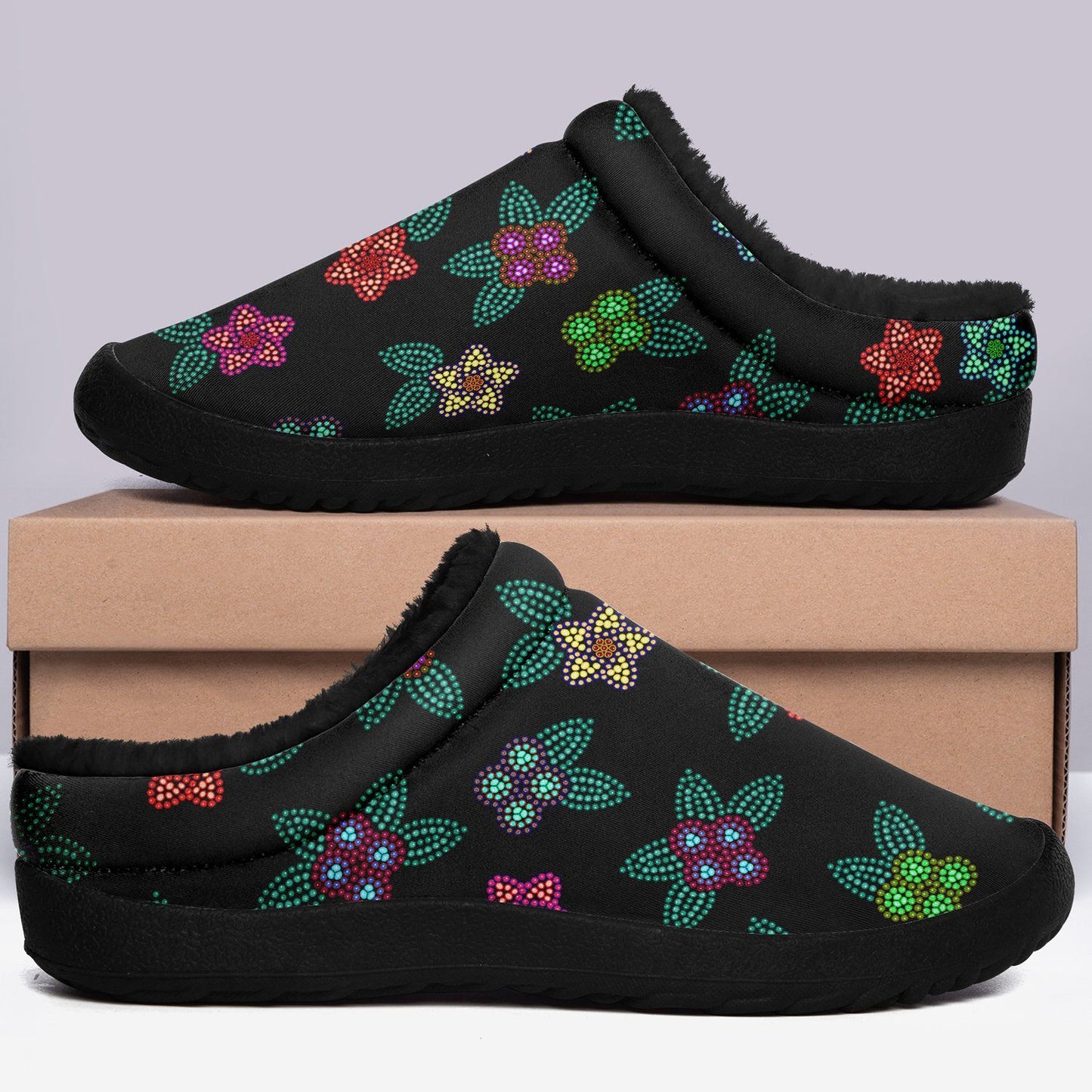 Berry Flowers Black Ikinnii Indoor Slipper 49 Dzine 