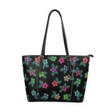 Load image into Gallery viewer, Berry Flowers Black Leather Tote Bag/Large (Model 1640) bag e-joyer 
