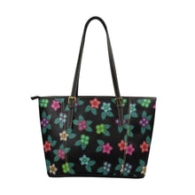 Load image into Gallery viewer, Berry Flowers Black Leather Tote Bag/Large (Model 1640) bag e-joyer 
