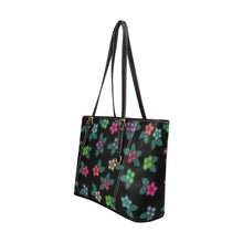 Load image into Gallery viewer, Berry Flowers Black Leather Tote Bag/Large (Model 1640) bag e-joyer 
