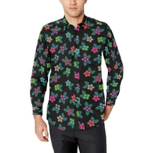 Load image into Gallery viewer, Berry Flowers Black Men&#39;s All Over Print Casual Dress Shirt (Model T61) Men&#39;s Dress Shirt (T61) e-joyer 
