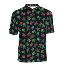 Load image into Gallery viewer, Berry Flowers Black Men&#39;s All Over Print Polo Shirt (Model T55) Men&#39;s Polo Shirt (Model T55) e-joyer 
