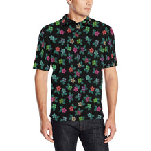 Load image into Gallery viewer, Berry Flowers Black Men&#39;s All Over Print Polo Shirt (Model T55) Men&#39;s Polo Shirt (Model T55) e-joyer 
