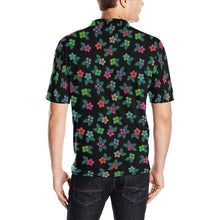 Load image into Gallery viewer, Berry Flowers Black Men&#39;s All Over Print Polo Shirt (Model T55) Men&#39;s Polo Shirt (Model T55) e-joyer 
