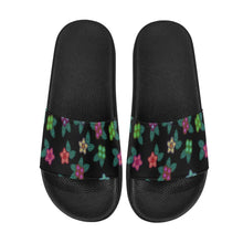 Load image into Gallery viewer, Berry Flowers Black Men&#39;s Slide Sandals (Model 057) Men&#39;s Slide Sandals (057) e-joyer 
