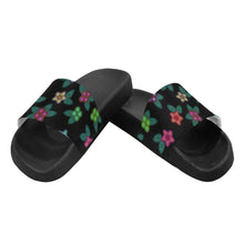 Load image into Gallery viewer, Berry Flowers Black Men&#39;s Slide Sandals (Model 057) Men&#39;s Slide Sandals (057) e-joyer 
