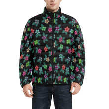 Load image into Gallery viewer, Berry Flowers Black Men&#39;s Stand Collar Padded Jacket (Model H41) Men&#39;s Stand Collar Padded Jacket (H41) e-joyer 
