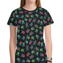 Load image into Gallery viewer, Berry Flowers Black New All Over Print T-shirt for Women (Model T45) tshirt e-joyer 
