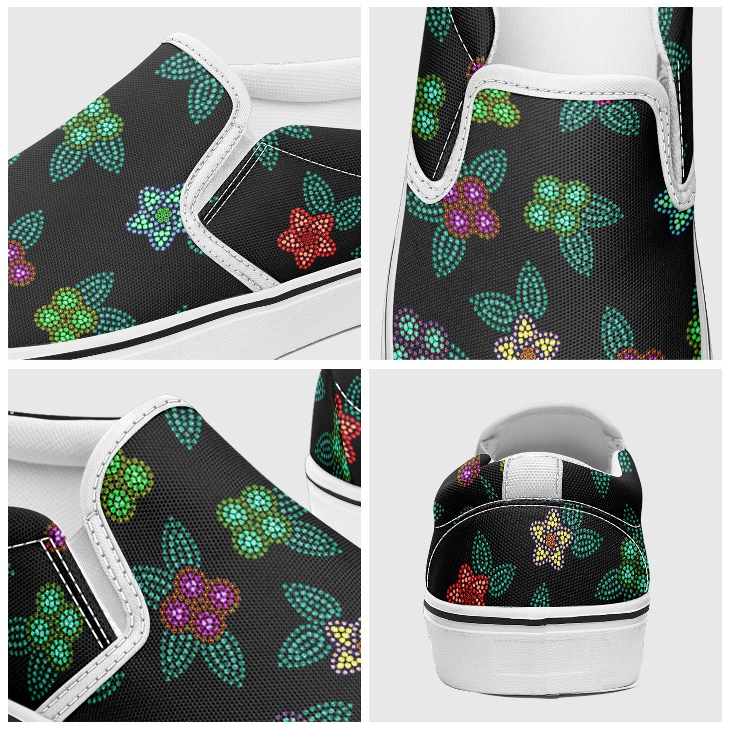 Berry Flowers Black Otoyimm Canvas Slip On Shoes otoyimm Herman 