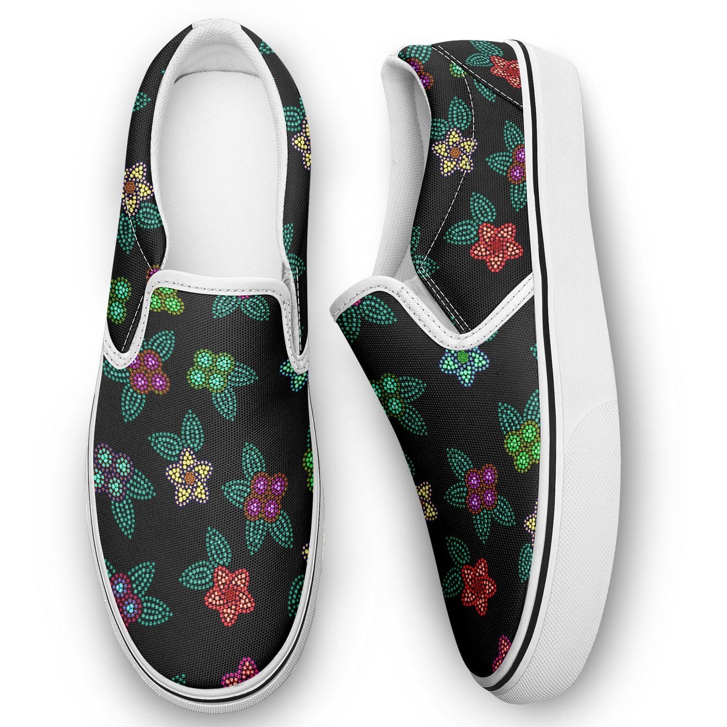 Berry Flowers Black Otoyimm Canvas Slip On Shoes otoyimm Herman 