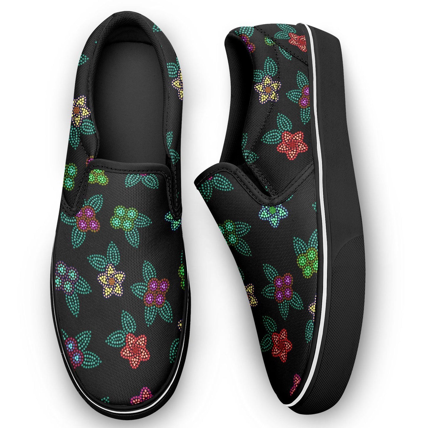 Berry Flowers Black Otoyimm Canvas Slip On Shoes otoyimm Herman 