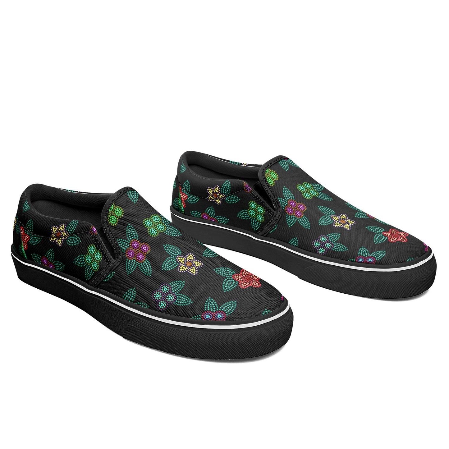 Berry Flowers Black Otoyimm Canvas Slip On Shoes otoyimm Herman 